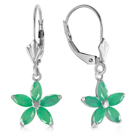 Galaxy Gold Products Jewelry - 14K. GOLD LEVERBACK EARRING WITH NATURAL EMERALDS